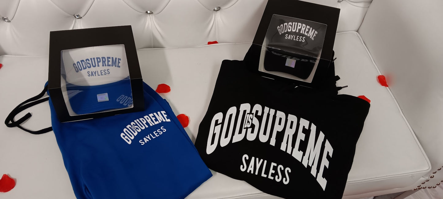 God is Supreme Sayless White and Blue (Trucker Hat)