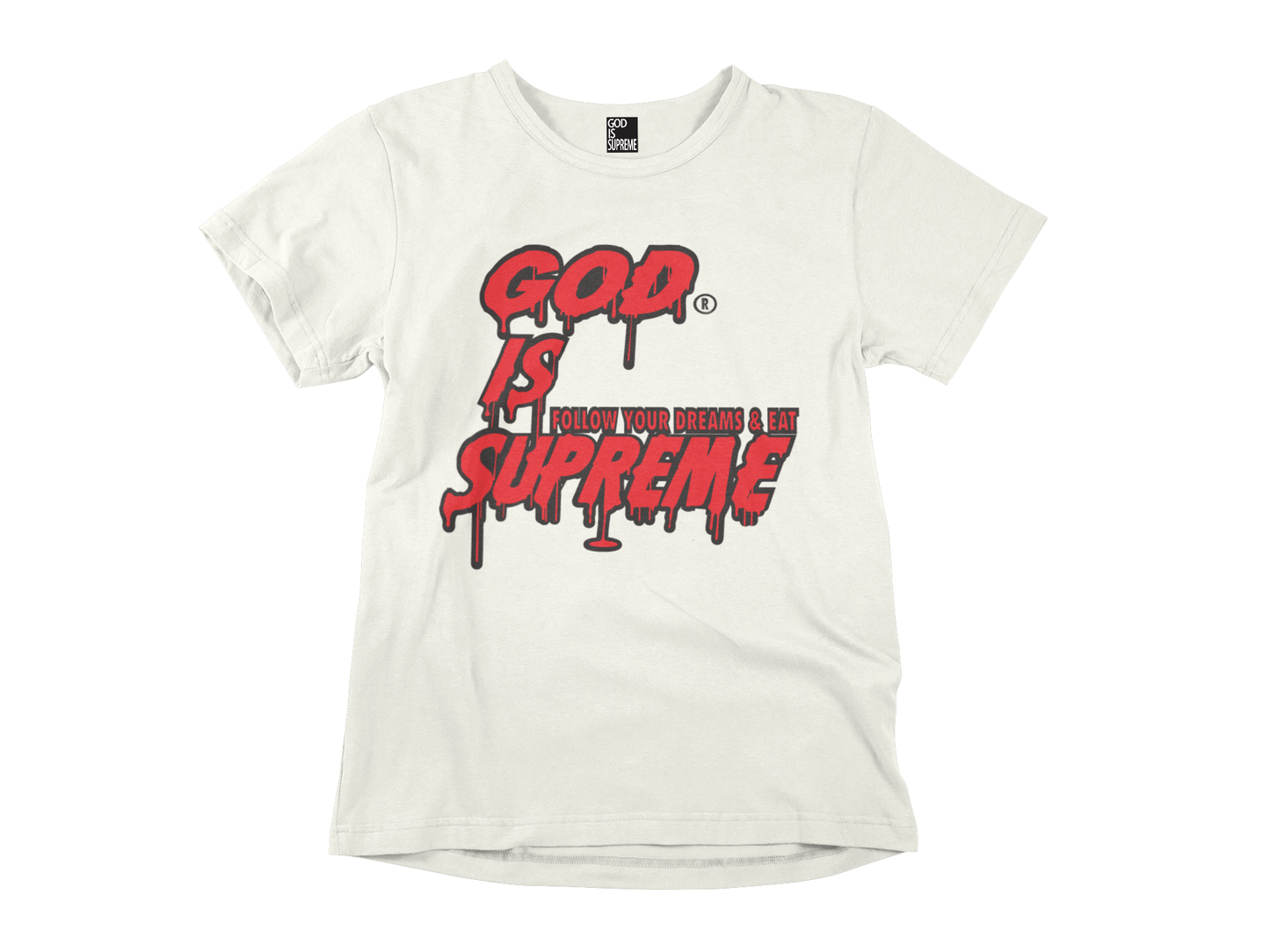 Red Drip God is Supreme / White T-shirt