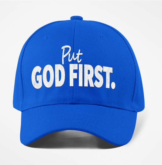 Put God First  (Blue Dad Hat)