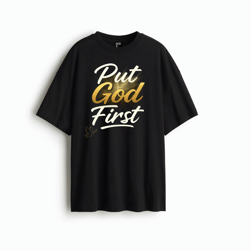 Put God First Cross Edition / Oversize Black T-shirt