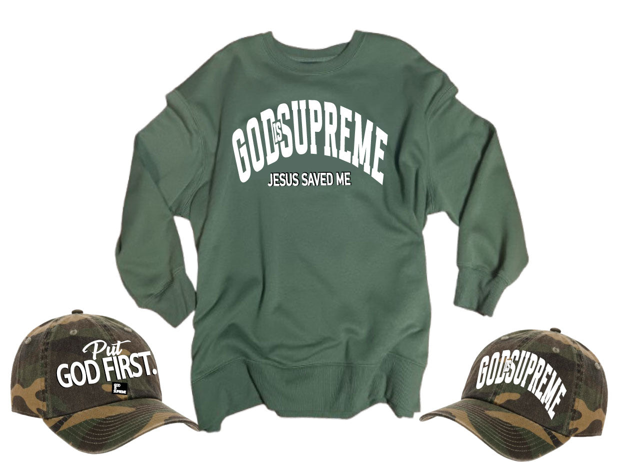 Jesus Saved Me| Christian Green Sweatshirt