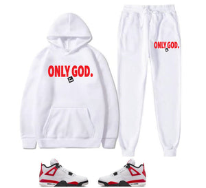 Only God / Red Design/ White Hoodie
