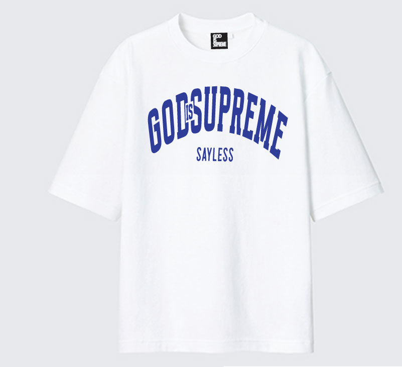 God is Supreme Sayless / Oversize Blue /White T-shirt