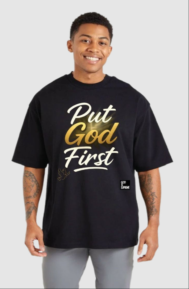 Put God First Cross Edition / Oversize Black T-shirt