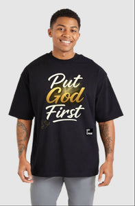 Put God First Cross Edition / Oversize Black T-shirt