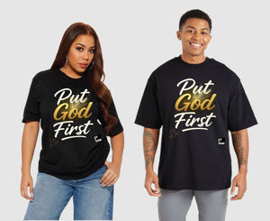 Put God First Cross Edition / Oversize Black T-shirt
