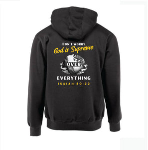Don't Worry God is Supreme Design/ Yellow, White/ Black Christian Hoodie Jogger Set