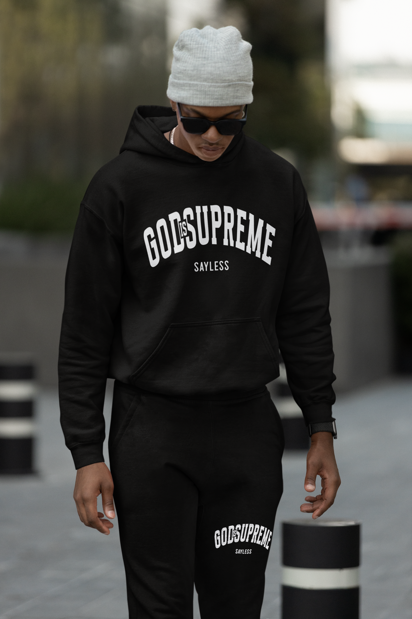 God is Supreme Sayless /White and Black Joggers