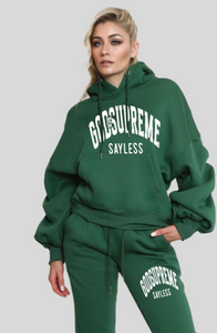 God is Supreme Sayless/ White and Green Hoodie Joggers Set