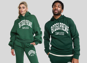 God is Supreme Sayless/ White and Green Hoodie Joggers Set