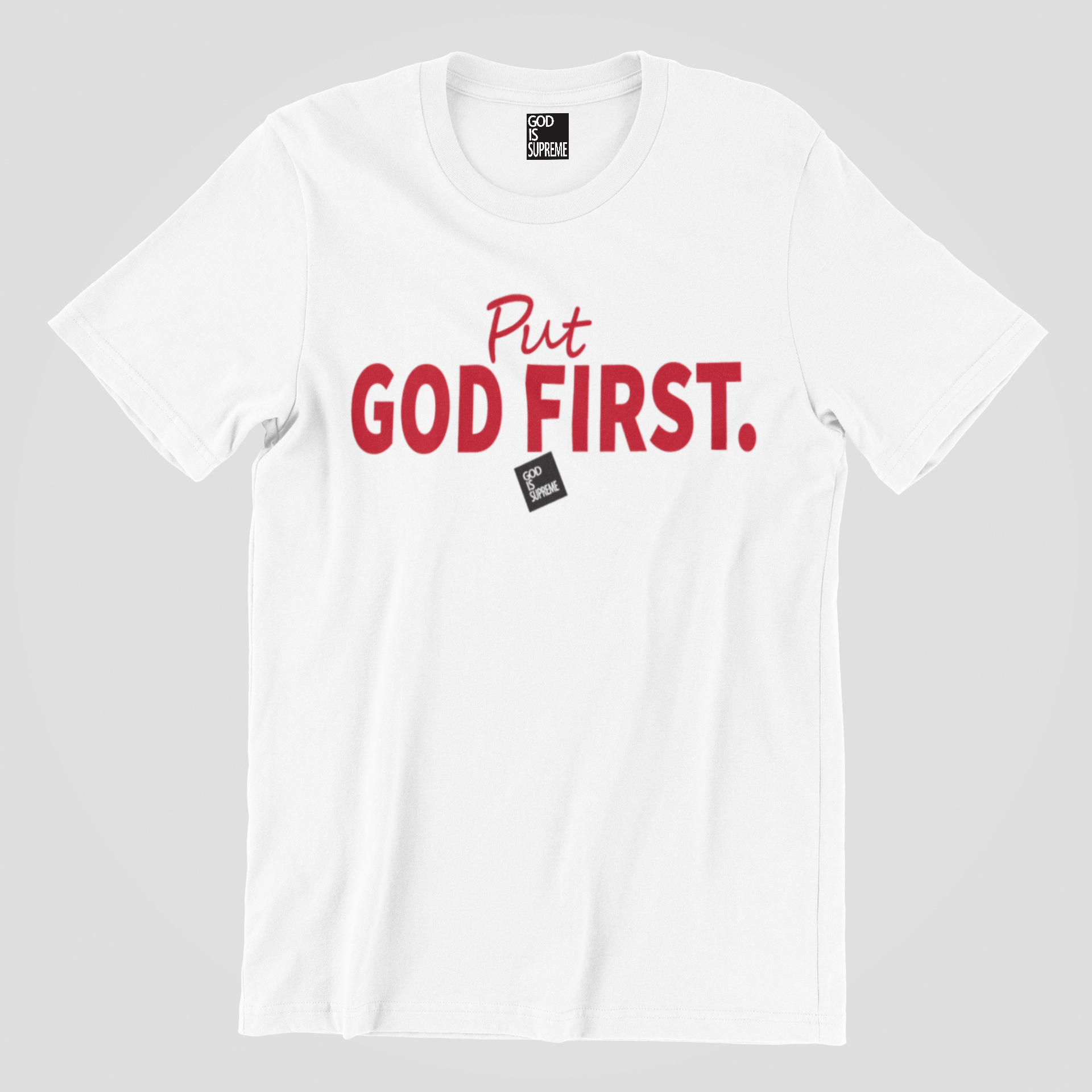 Put God First with Box /Red / White T-shirt
