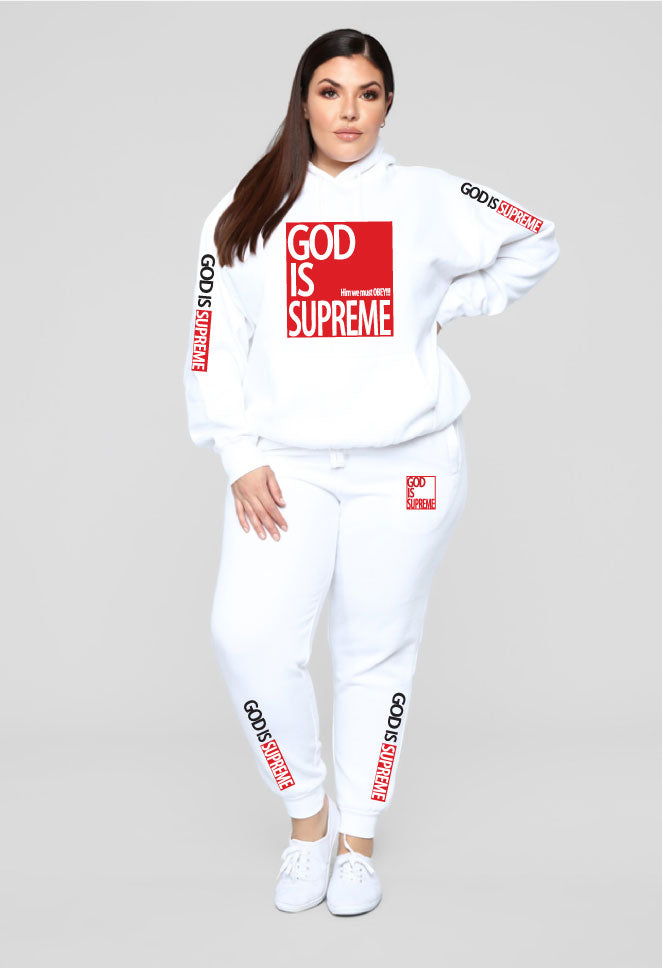 God is Supreme Red Box Special Edition/ White Jogger Set - God Is Supreme 