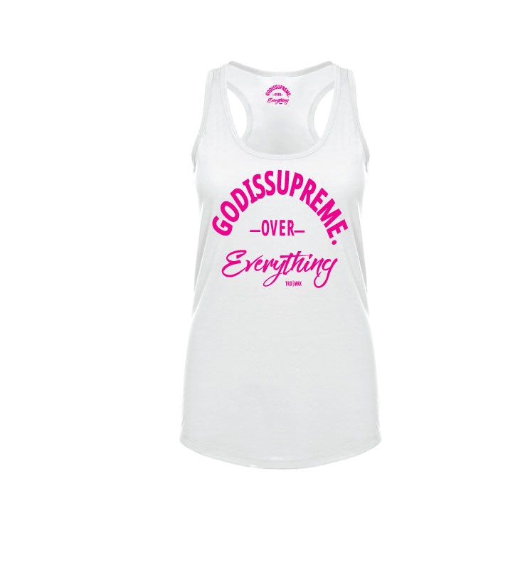 God is Supreme Over Everything Summer Tank Top (White)