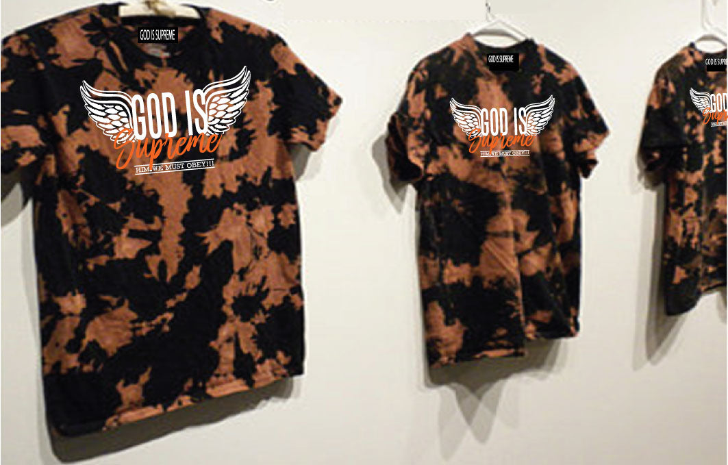 Fly High God is Supreme Logo Orange Tie Dye / Black T-shirt