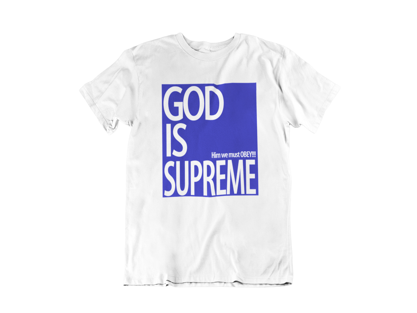 GOD is Supreme Royal Blue Box/ White T-shirt