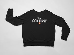 Put God First With Box/ Black Long Sleeves Sweatshirt