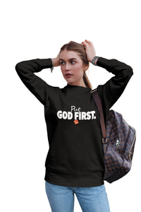 Put God First With Box/ Black Long Sleeves Sweatshirt