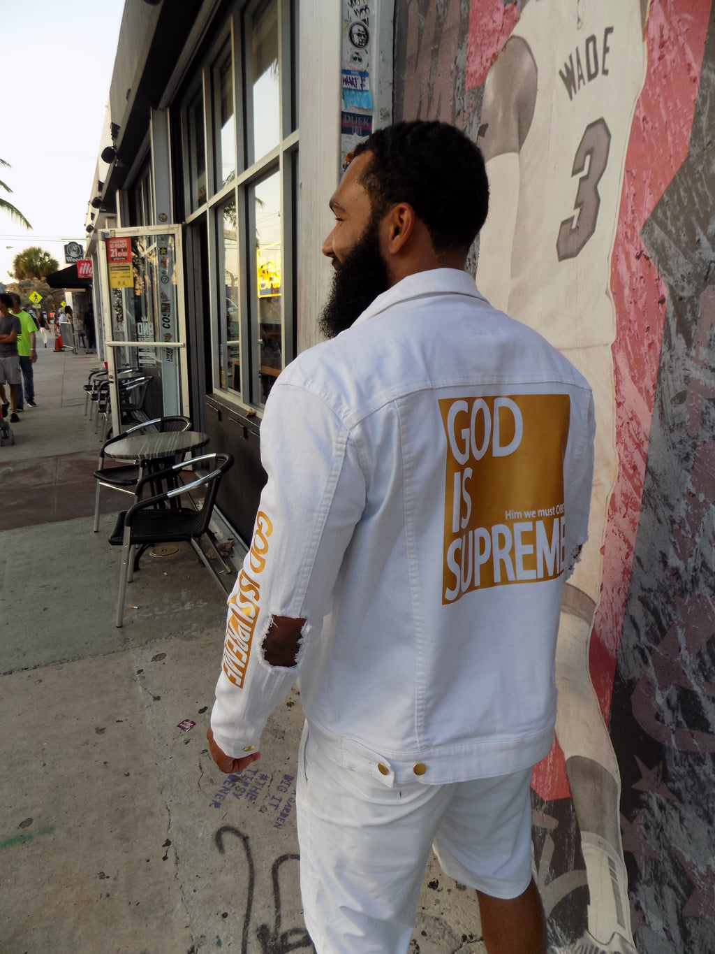 God is Supreme Gold Edition White Denim Jacket (Special Edition) - God Is Supreme 