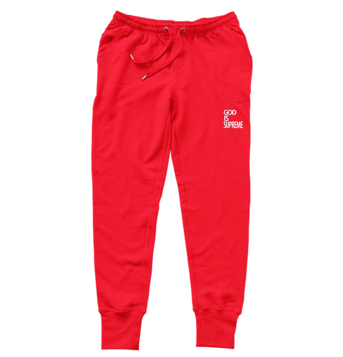 God is Supreme White Logo/Red Joggers