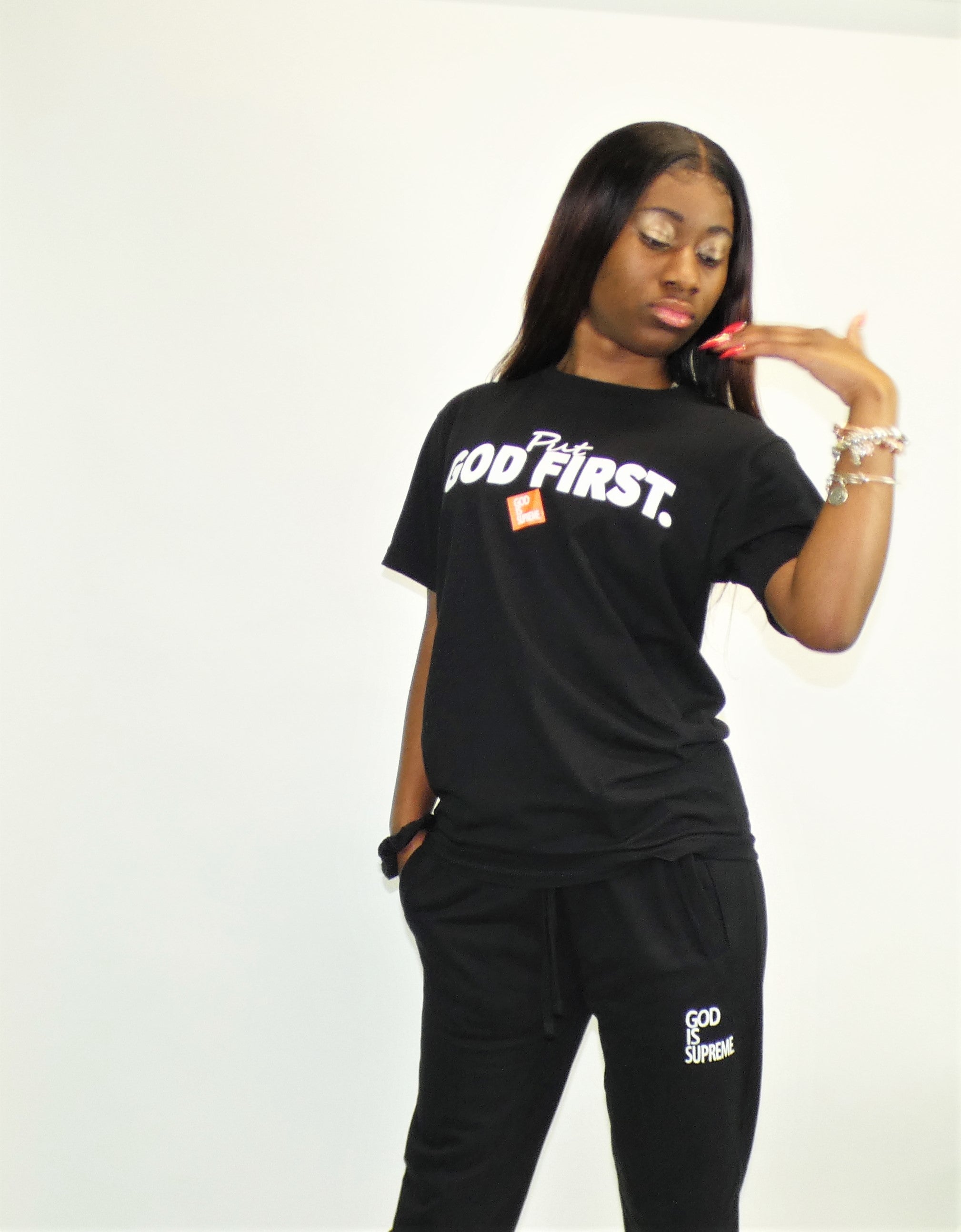 Put God First with Box / Black T-shirt
