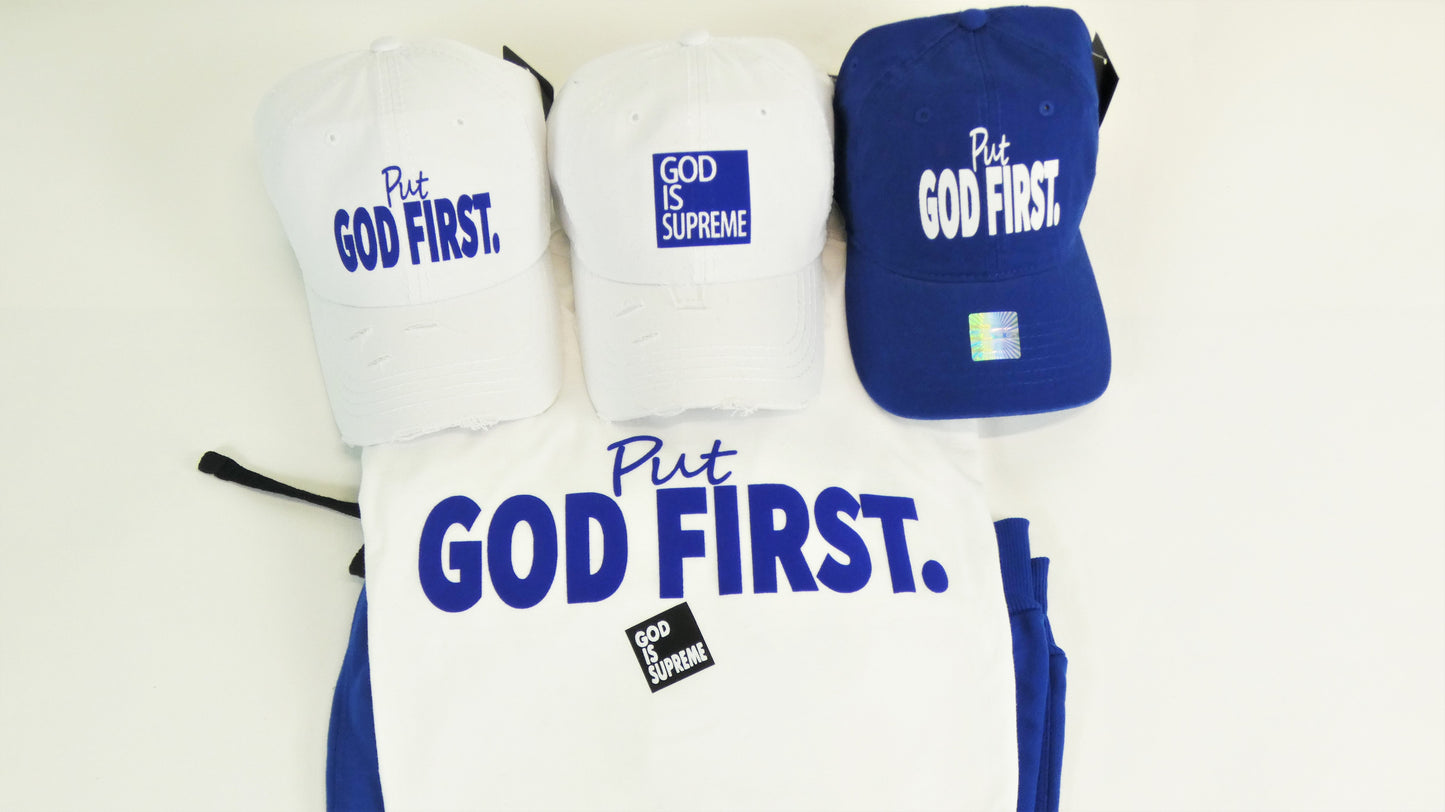 Put God First  (Blue Dad Hat)