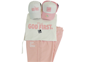 Put God First with Box (Light Pink) / White T-shirt