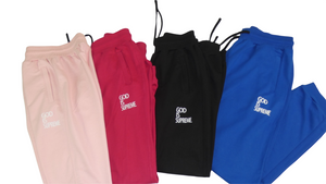 God is Supreme White Logo/Hot Pink Joggers