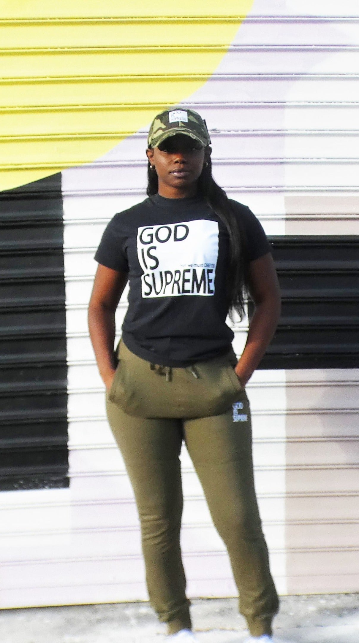 God is Supreme White Logo /Black T-shirt
