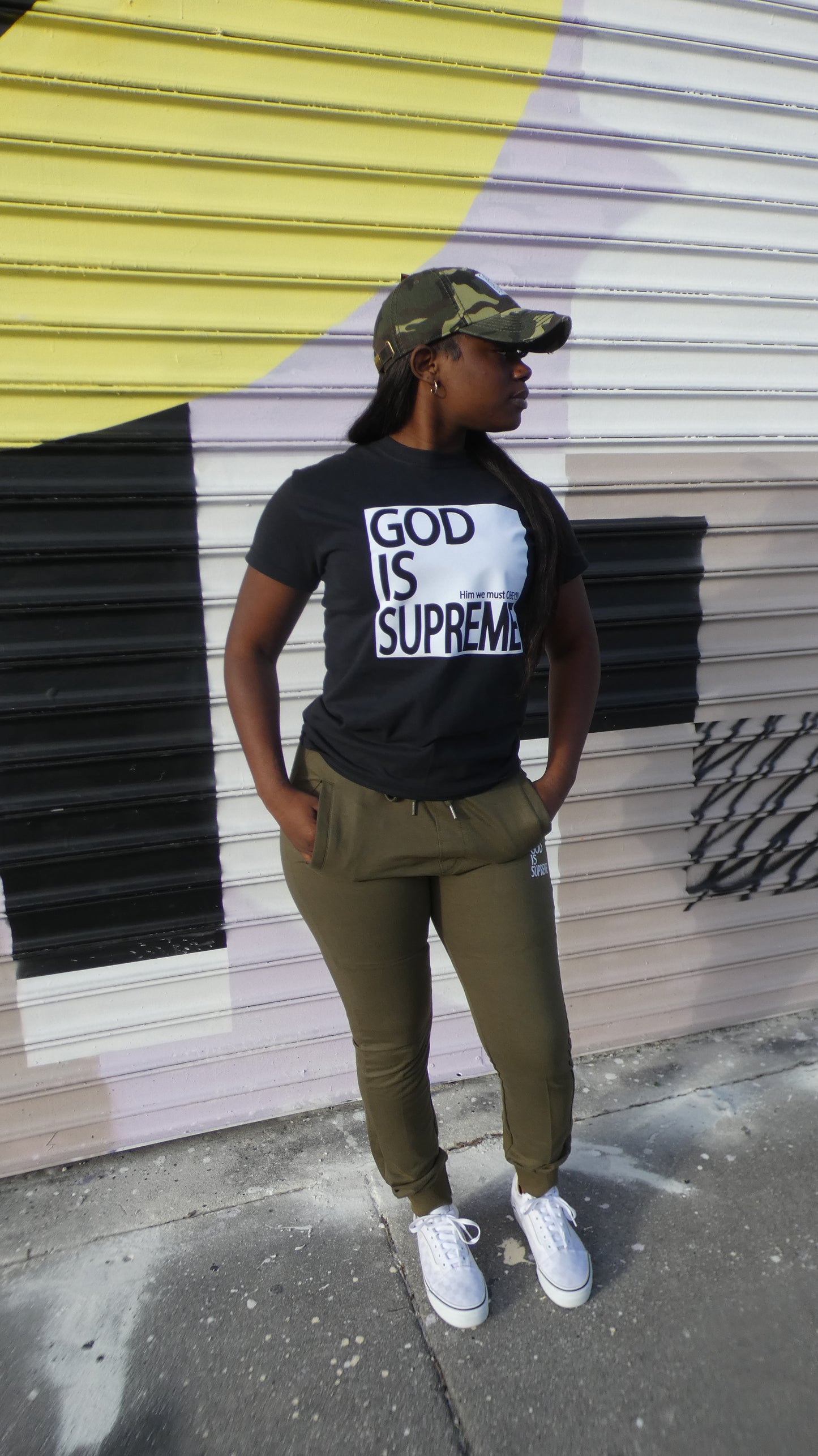 God is Supreme White Logo /Black T-shirt
