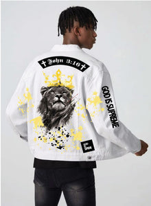 The Lion of Judah GIS White Denim Jacket