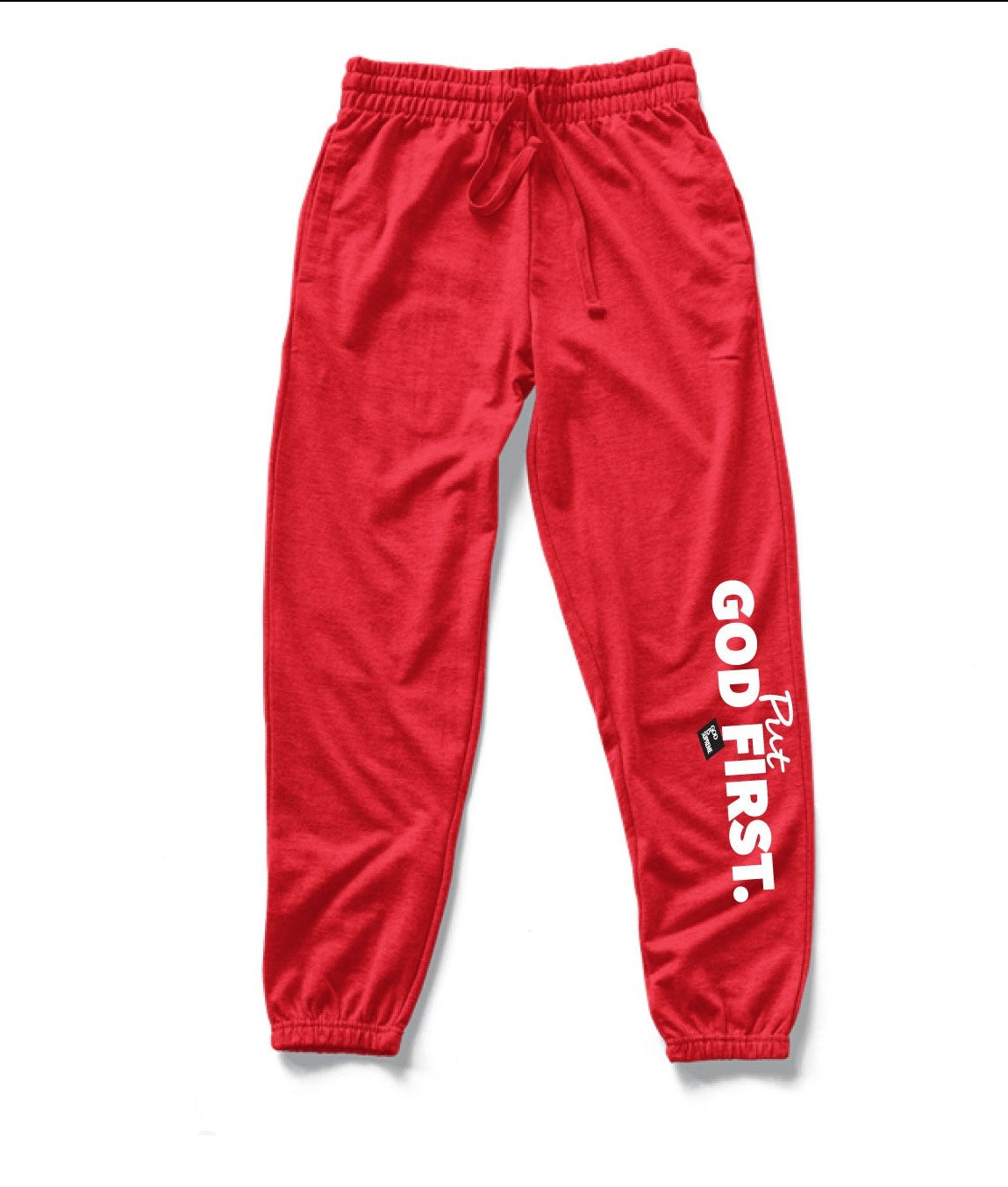 Put God First with Box Logo/Red Sweatpants