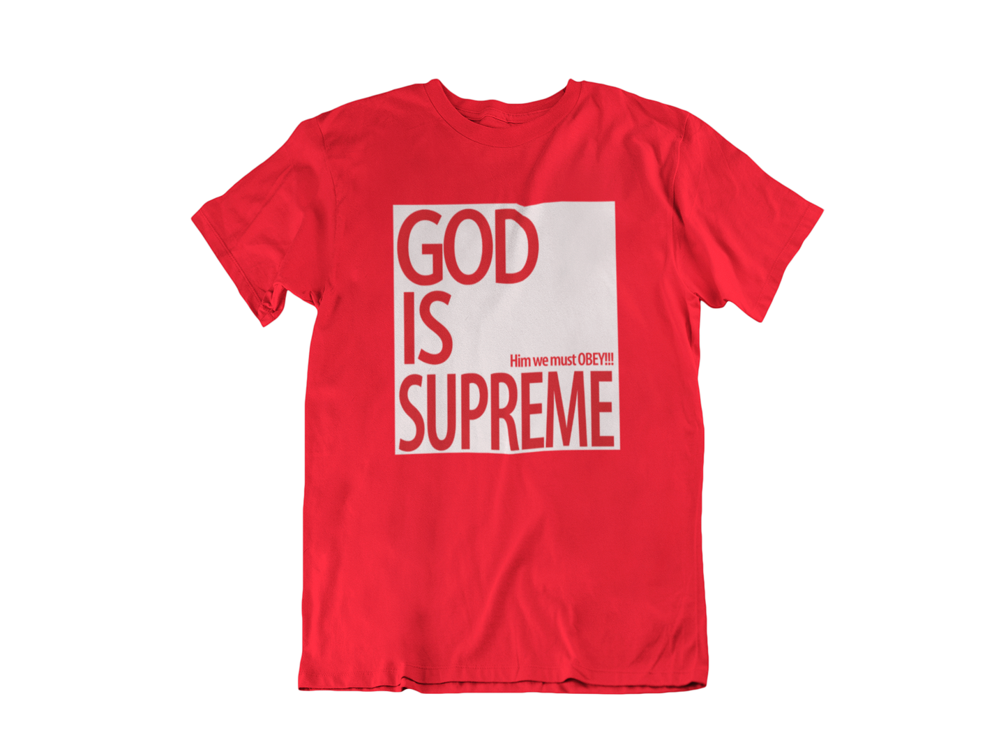 God is Supreme Original White Logo /Red Tee