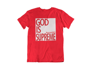 God is Supreme Original White Logo /Red Tee