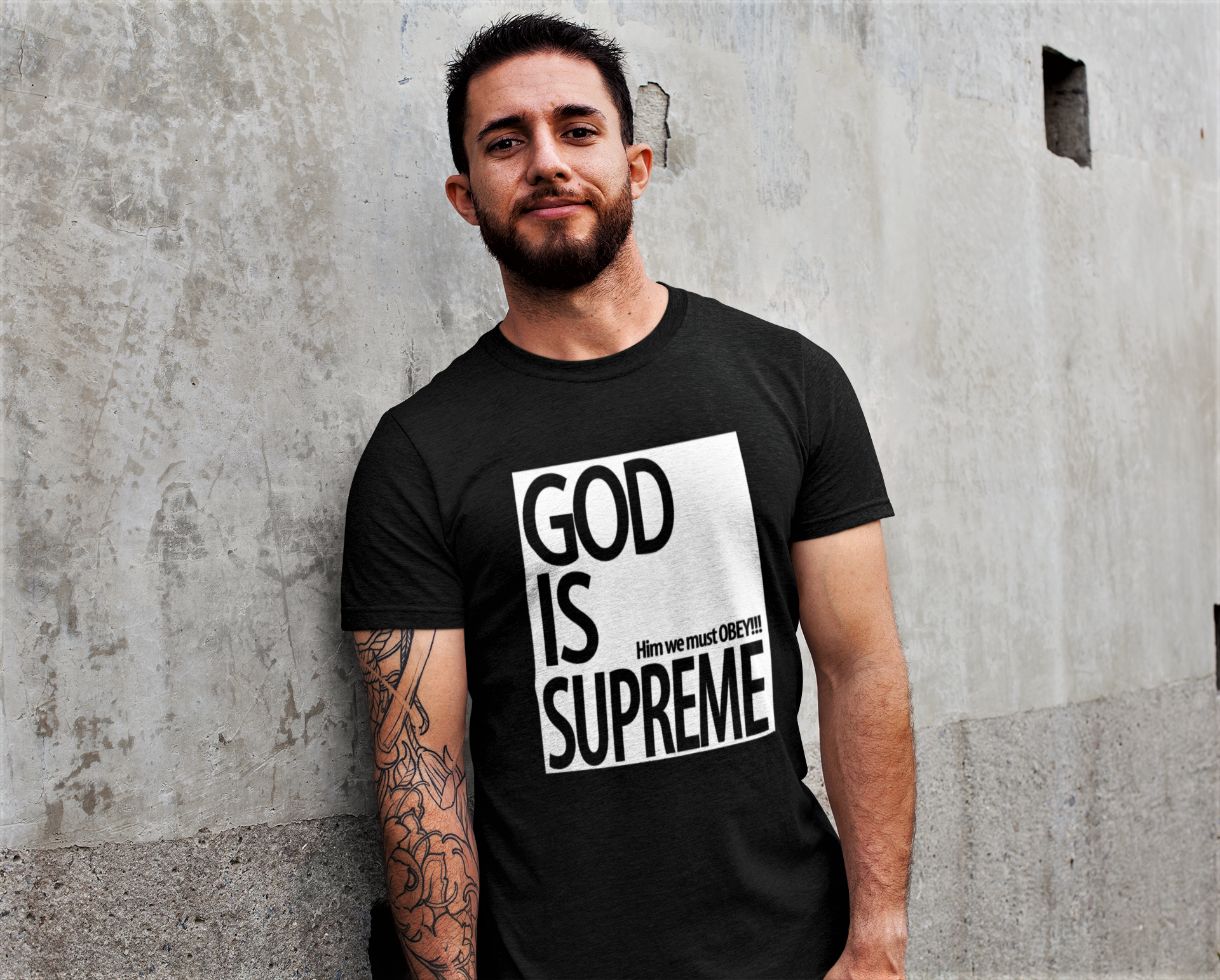 God is Supreme Original White Logo /Black Tee