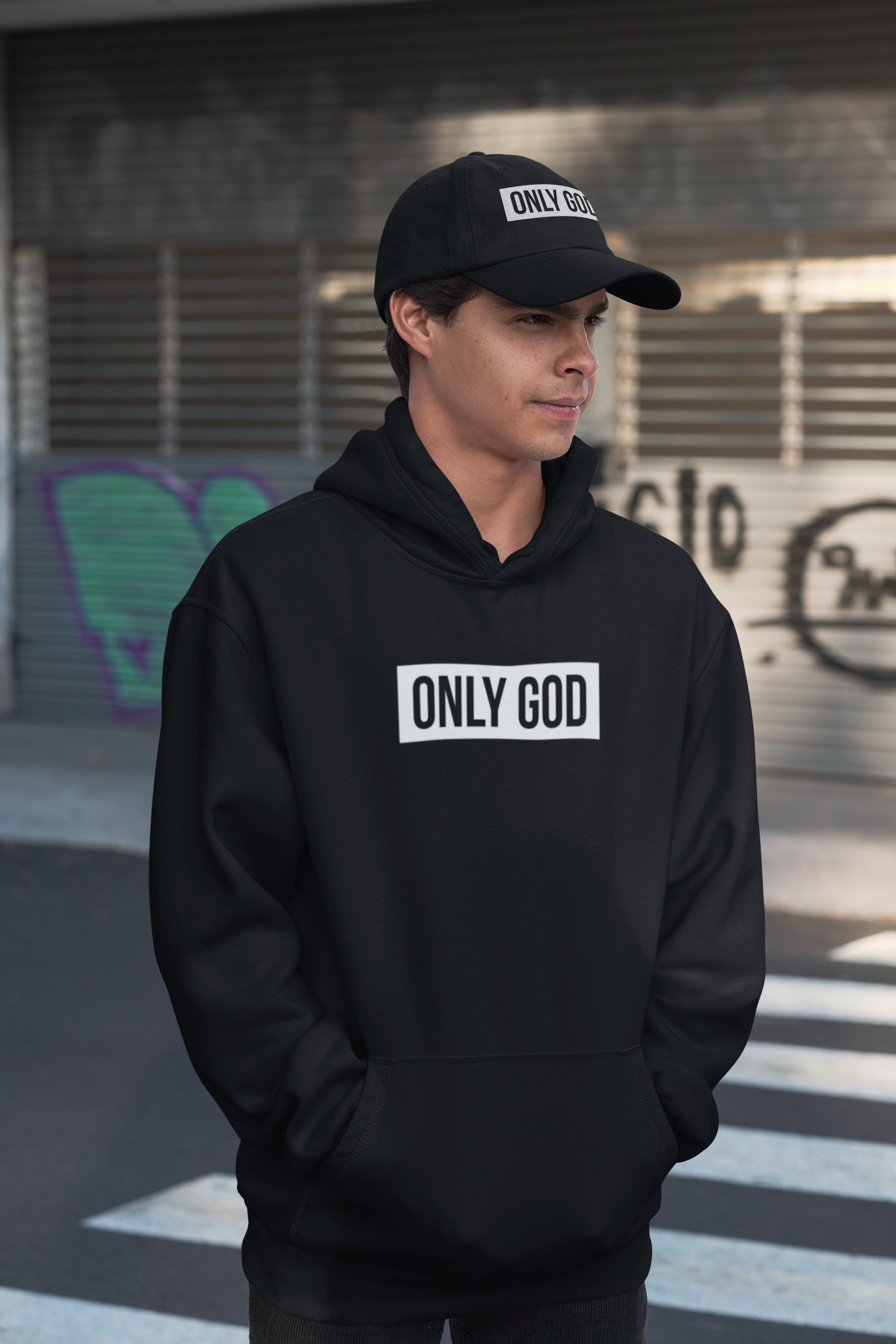 Only God (White Print) Black Hoodie