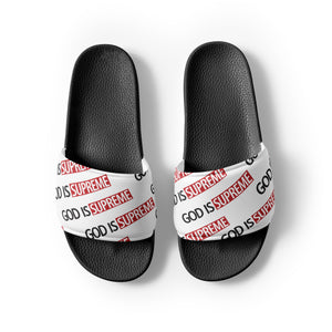 Red Supreme Slides  Mens summer shoes, Mens red shoes, Logo flip flops