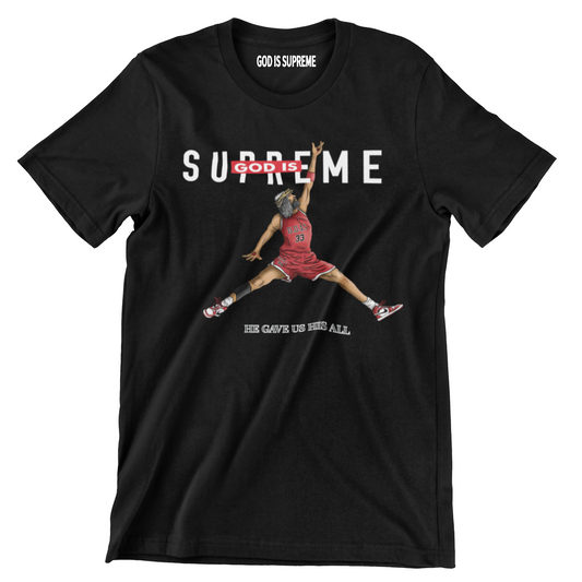 God Is Supreme Air Jesus Flight  / Black T-shirt