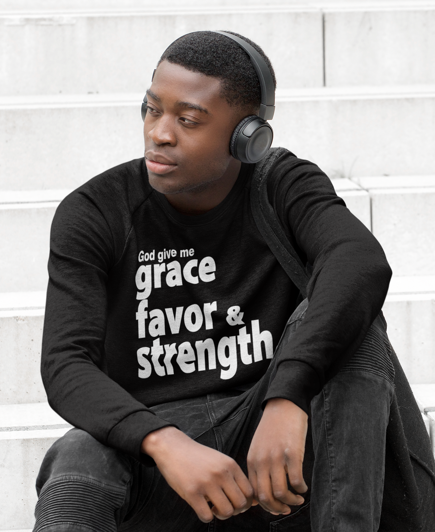 Grace Favor and Strength/ Black Long Sleeves Sweatshirt
