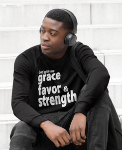 Grace Favor and Strength/ Black Long Sleeves Sweatshirt