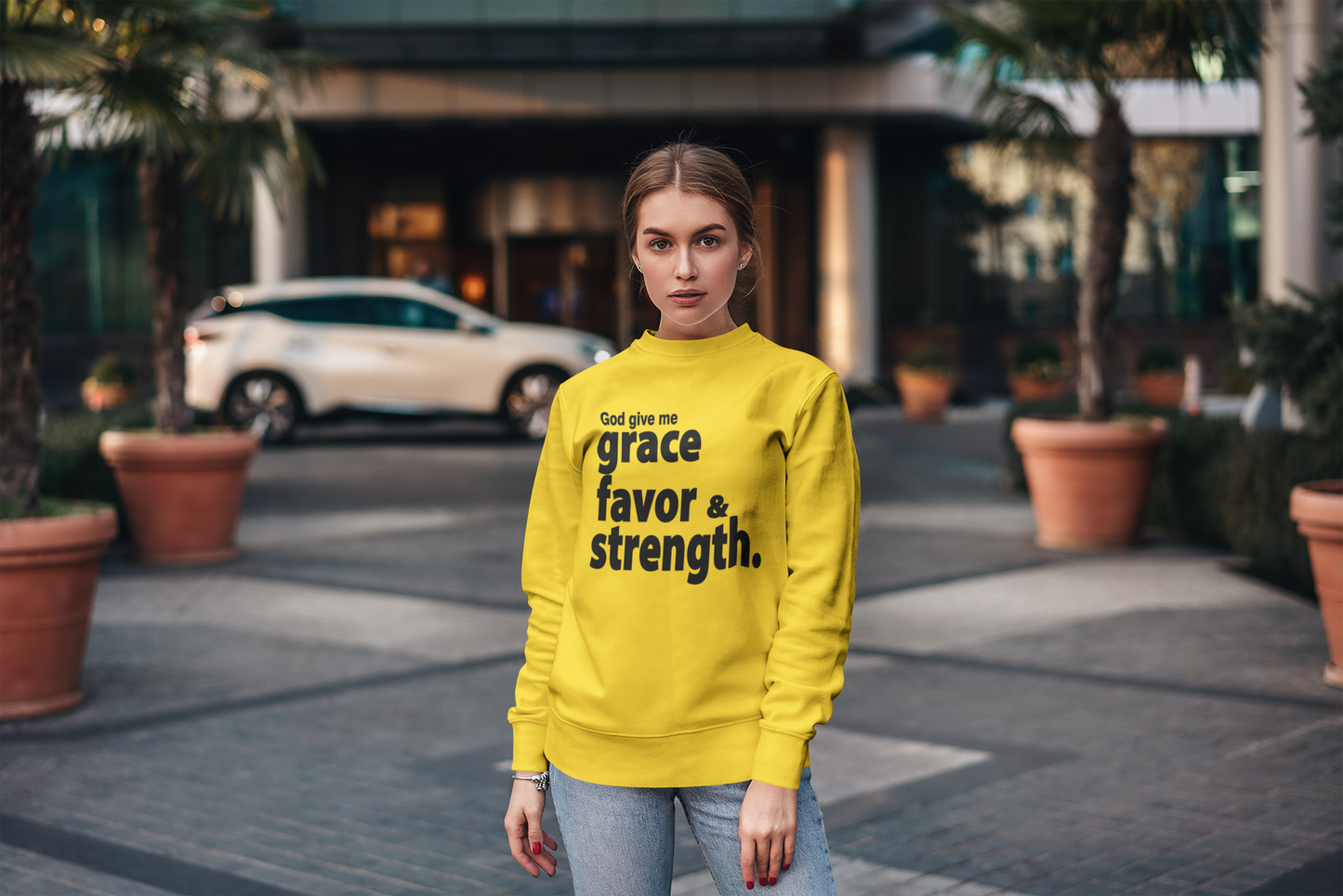 Grace Favor and Strength/ Gold Long Sleeves Sweatshirt