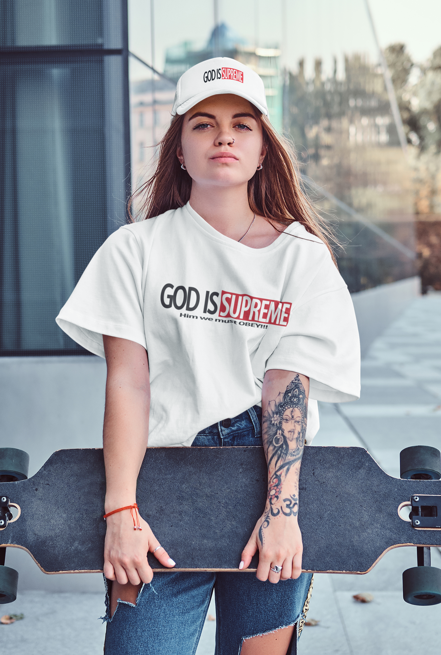 God is Supreme Logo Stamp (White Dad Hat)