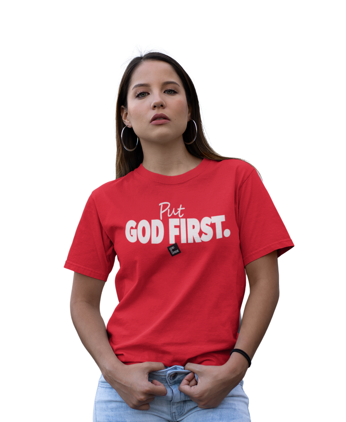 Put God First with Box / Red T-shirt